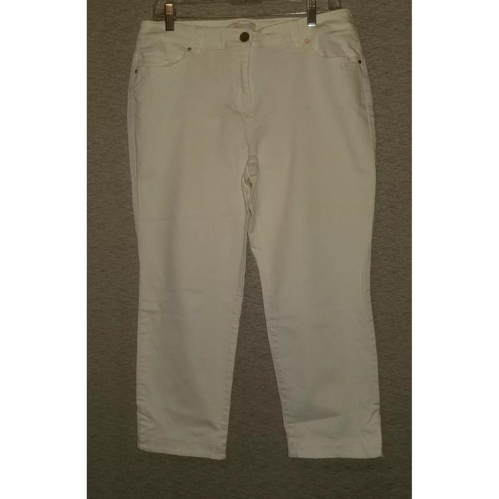 Chicos Capri Jeans 2 White Mid Rise Stretch 33x32.5 23" Inseam